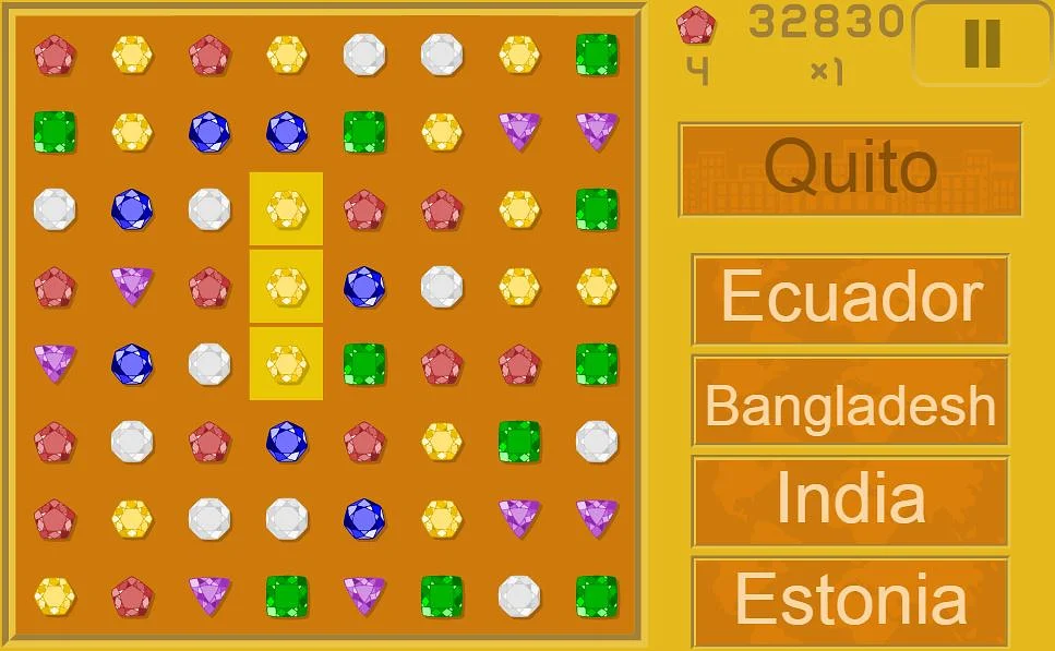 Play Match 3 Quiz Capitals